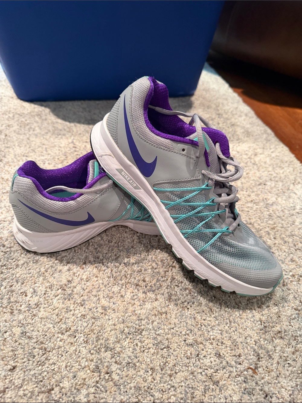 Nike Women's Gray and Purple Athletic Running Sneakers